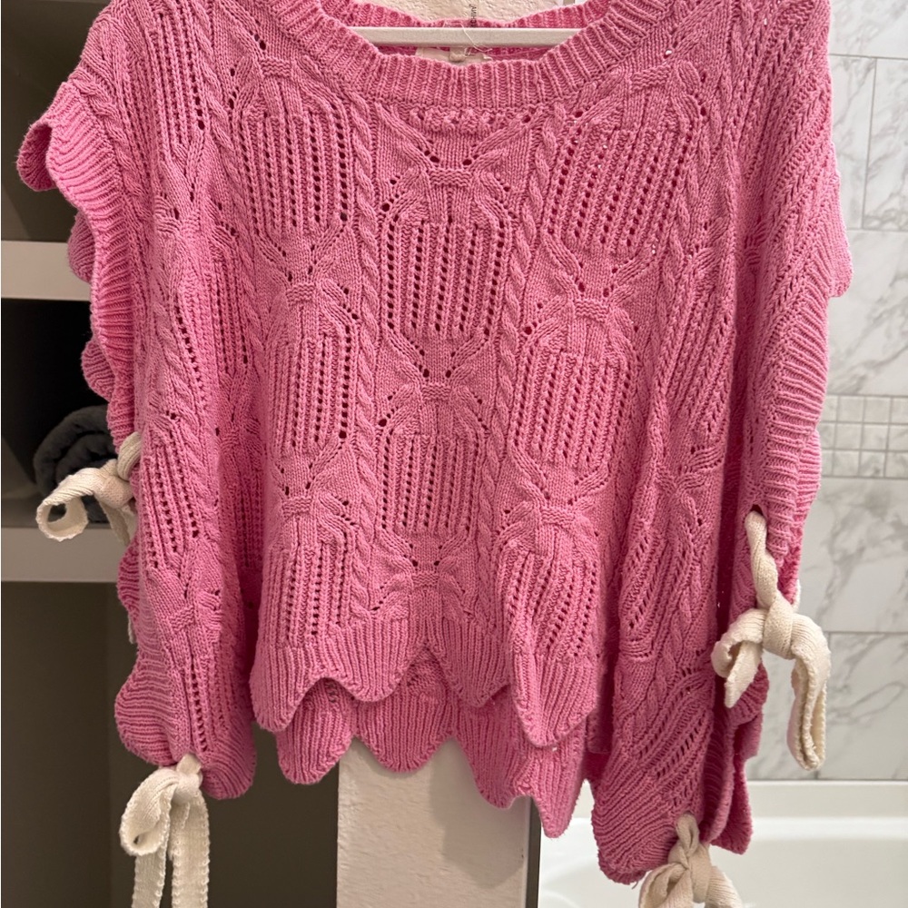 Entro Pink Knit Sweater with Bow Accents